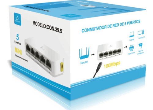 Switch Red Ethernet Rj45 5 Puertos 100 Mbps