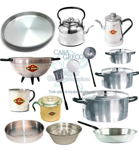 Set Bateria De Cocina 21 Piezas  Aluminio Olla Pava Sarten-