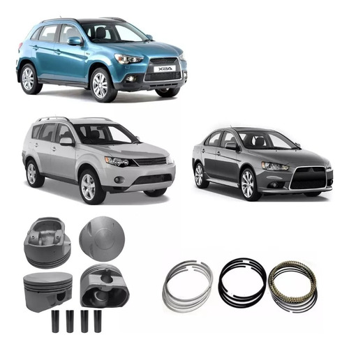 Jogo Pistão Com Anéis Outlander 2.0 16v Gas Mivec 4b11 0,50