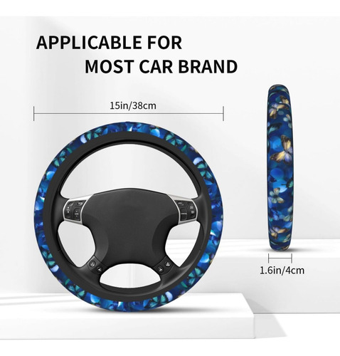 Fundas Para Volante De Mariposa Azul, Ajuste Universal, De Y