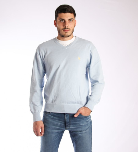Sweater En V Hombre Celeste - Tienda Ecuestre