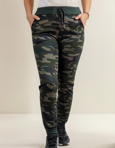 Pantalón Buzo Diseño Militar Mujer Jogger Camuflado Ff