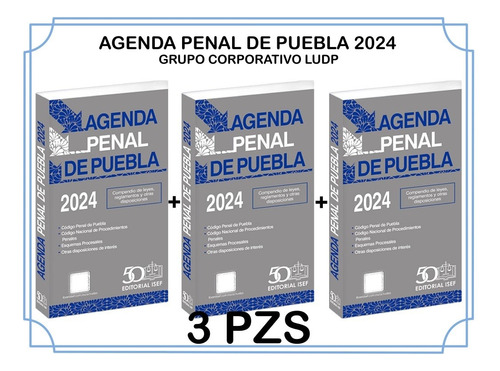 Agenda Penal De Puebla 2024 Isef ( 3 Piezas)