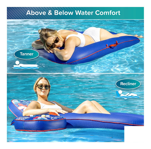 Aqua-leisure Ultimate Flotador Para Piscina 2 En 1 Campania 2-in-1 Recliner Navy