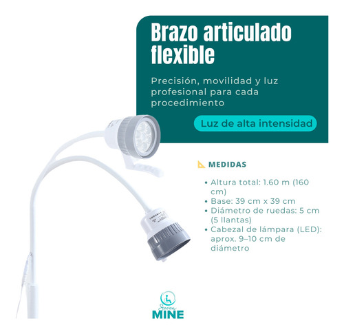 Lámpara Quirúrgica Luces Led Flexible 360° Y Ruedas Ip-4p