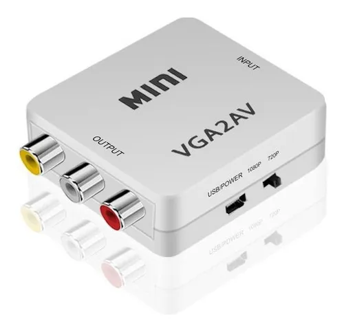 Convertidor Adaptador De Vga A Av Rca Con Cable De Poder Usb