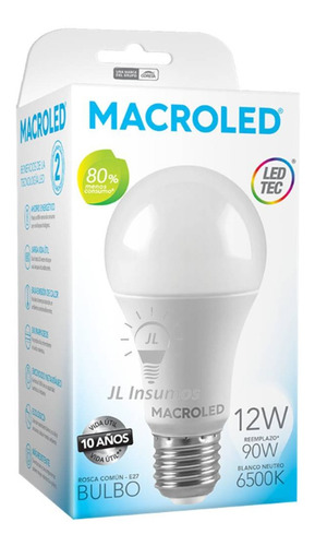 Pack 3 Lampara Led 12w E27 A60 Luz Fria