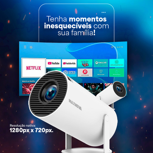 Projetor Android Portatil 4k Wifi Android Cinema Smart 127/220V