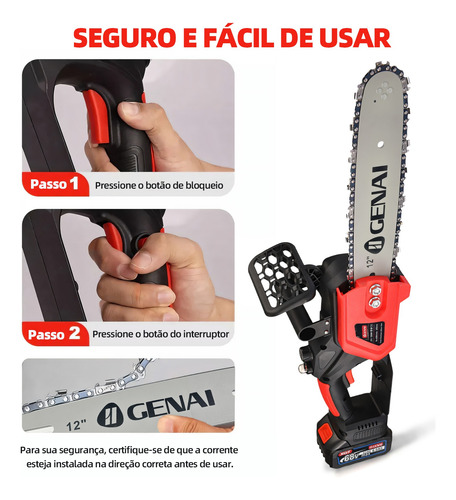 Motosserra Elétrica 12 Polegadas 68v Com 2 Baterias Portátil