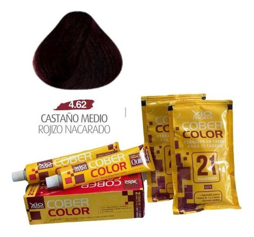  Xiomara Cober Color Tinte 2 Tubos De 60gc/u Tono 4.62 castaño medio rojizo nacarado