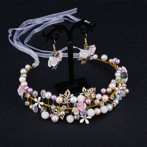 Tiara Y Aretes De Perlas Para Novia Hechos A Mano