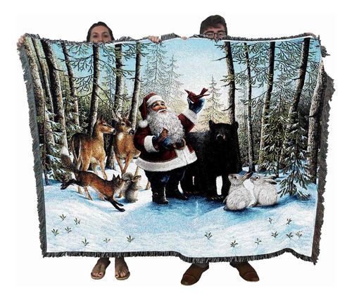 Pap Noel En El Bosque (tapestry Throw)