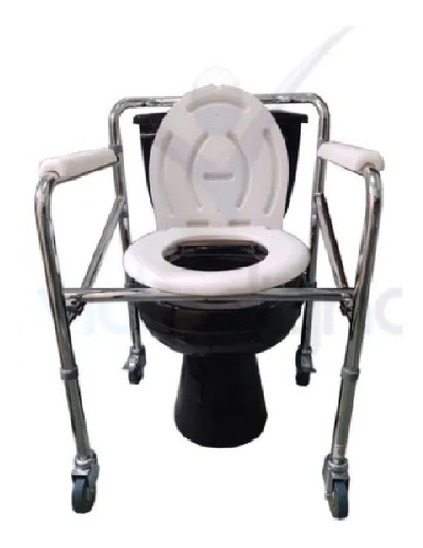 Silla Baño Discapacitado - Comodo Plegable Cromado Ruedas