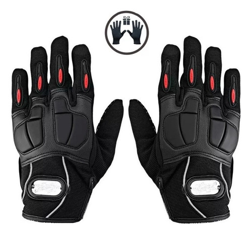 Guantes Moto Pro Biker Tactiles Protecc + 1ra Piel De Color Negro Talle M