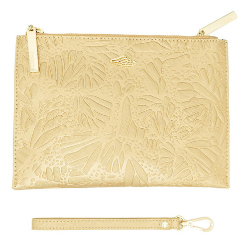 Crossbody Nikté Pineda Covalin Diseño Grabado Mariposa Color Dorado