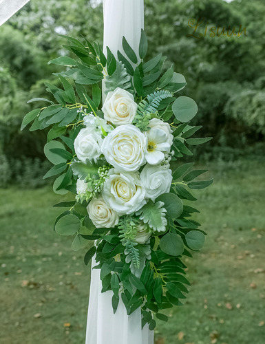 Guirnaldas De Flores Artificiales Y Gaza Blanca Para Adornar