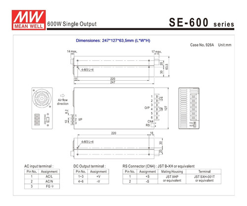 Fuente Mean Well 600w 12v Se-600-12 Meanwell
