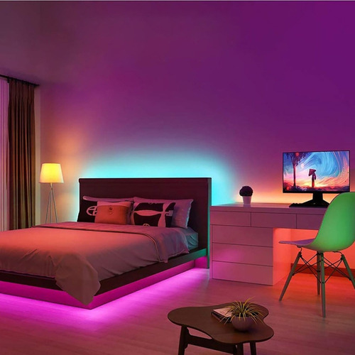 Cinta Luces Led Tira Rgb 5050 2m Bluetooth + Control Rem
