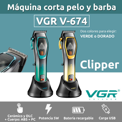 Cortadora Pelo Profesional Vgr V-674 Motor Vector 9000rpm
