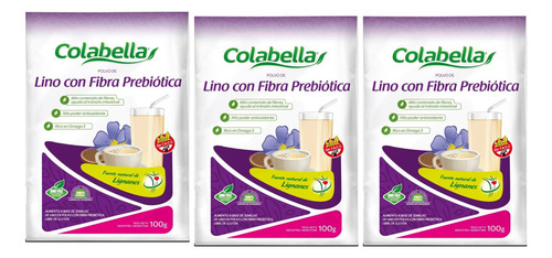 Lino En Polvo Con Fibra Prebiótica X 100g Colabella X 3 Unid Natural