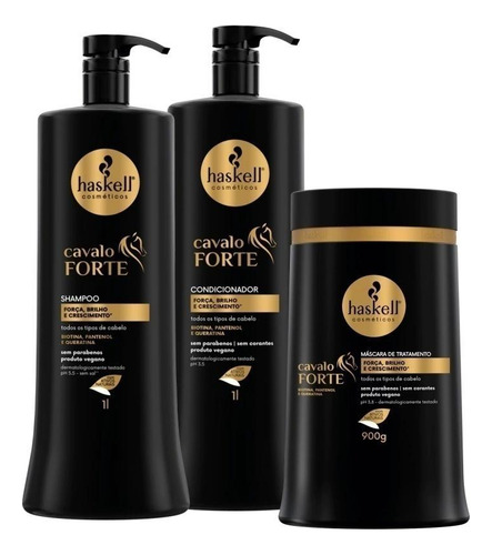 Haskell Cavalo Forte Shampoo E Cond 1 Litro + Máscara 900g