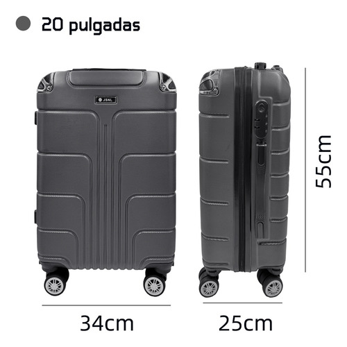 Maleta De 10 Kg Cabina C/candado De Seguridad Doble Llanta Gris Oscuro Gris Oscuro