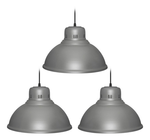 Lámpara colgante led de techo Teslamp T-380X3 color gris 220V 3 unidades