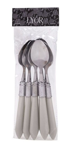 Imagem 2 de 4 de Conjunto 6 Colheres P/mesa Mother Pearl Cinza Aço Inox 21 Cm