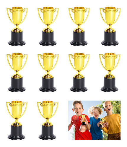 Mini Plástico Copas De Oro Trofeos Para Fiesta Niños 10pcs 