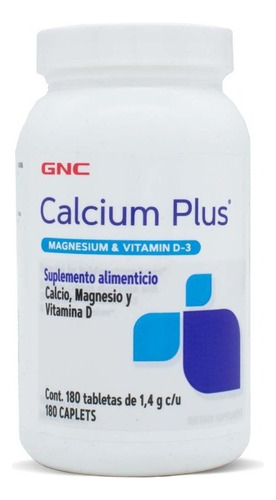 Gnc Calcium Plus Mag & Vit D-3 - - 180.00 Tabletas Sabor Sin sabor