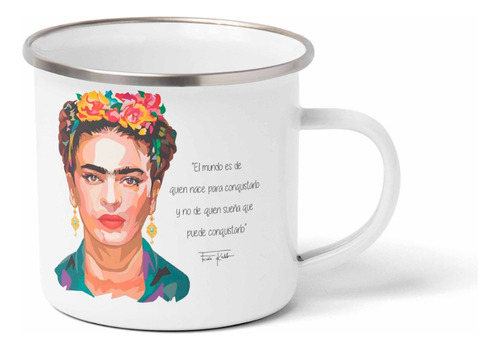 Tazon Enlozado Frida Kahlo Modelo 5 Metalico 12 Onzas