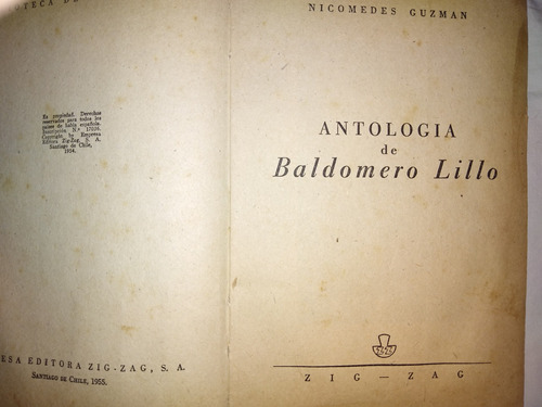 Antología De Baldomero Lillo. - Nicomedes Guzman