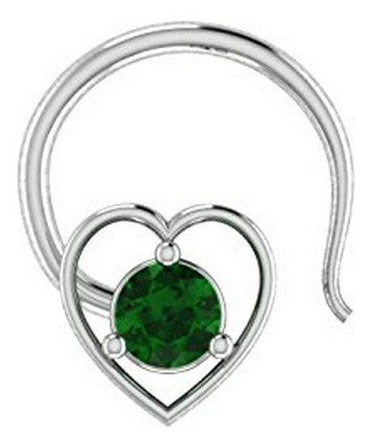 Aros - Ani's.925 Sterling Silver Heart Shape D-vvs1 Emerald 