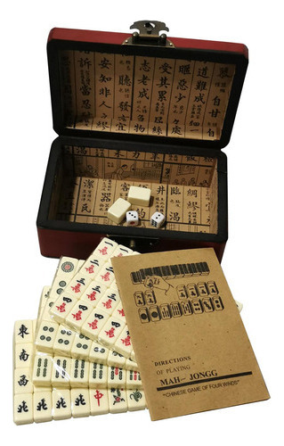 Mini Juego De Mahjong Con Caja, Juego De Mesa Individual C 