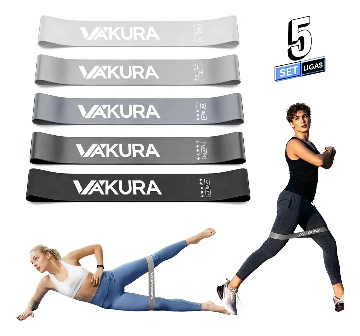 Bandas De Ejercicio Resistencia Elásticas 5 Niveles Yoga Fitness Negro