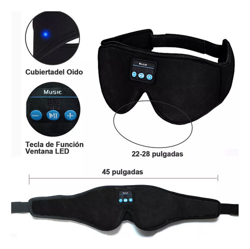 Unisex Antifaces Gafas Para Dormir Bluetooth Con Auriculares