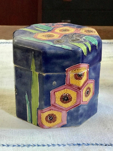 Antiguo Pote Caja De Cerámica Art Decó