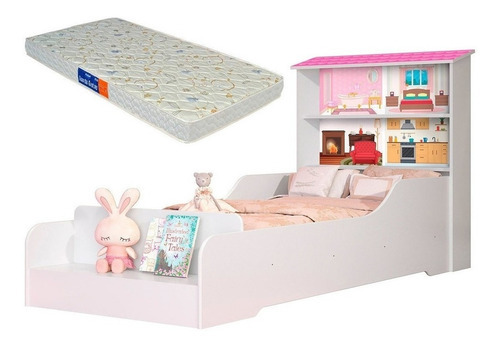 Cama Casa Iantil Princesa C/ Prateleira E Colchão Já Cor Branco Liz