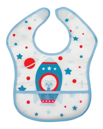 Babador Infantil Com Bolso Foguete  Menino Azul  Buba