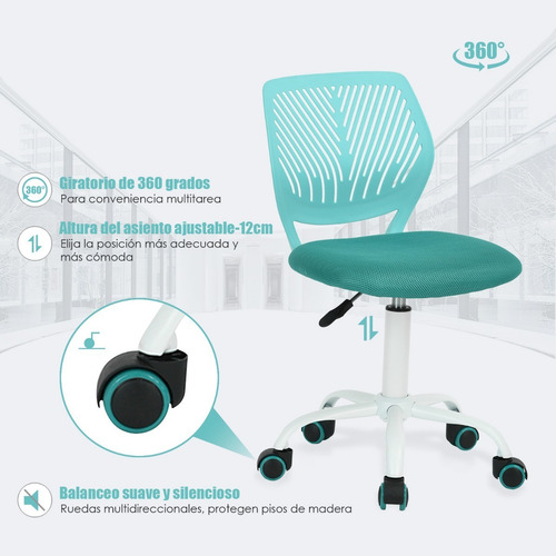 Silla De Oficina Altura Ajustable Carnation Turquesa