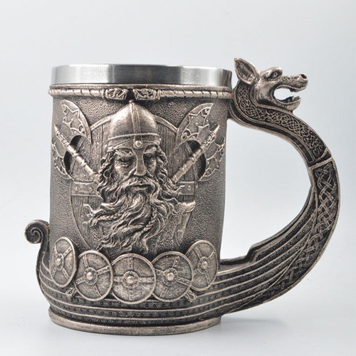 Jarra De Cerveza Norse Viking Runes Pirate Con Línea De Acer