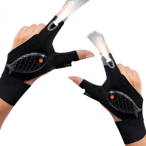 Guantes Con Luz Led Recargables Usb Para Pesca Acampar - B