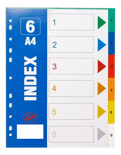 Set 6 Separador Divisor De Hoja Carpeta A4