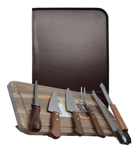 Cuchillos Para Asado Kit De 7 Piezas Churrasco Tramontina Color Marrón Claro