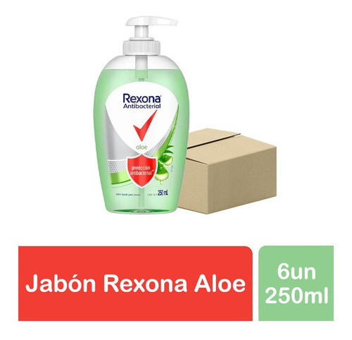 Pack X 6 Un Antibacterial Jabon Liquido Rexona Aloe X 250ml