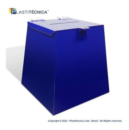 Caixa Urna P/ Votação Acrílico Azul Sem Transparência 20cm. 