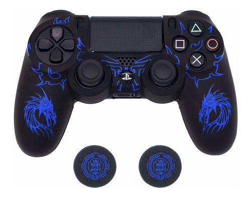 Combo Funda Y Thumb Grips Para Control De Ps4 (azul)