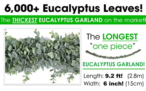 Dreative Co 9.2ft Eucalyptus Garland Thick Faux Greenery G