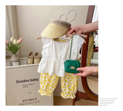 Conjunto De Top Y Pantalones Sin Mangas De Verano Para Niñas