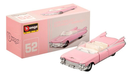 Miniatura Diecast 1/64 Cadillac Eldorado Biarritz 59 Bburago, color rosa